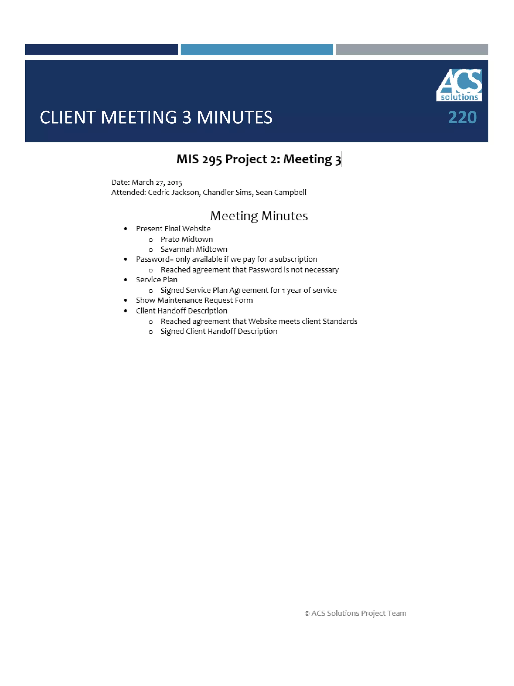 CLIENT MEETING 3 MINUTES 220
 