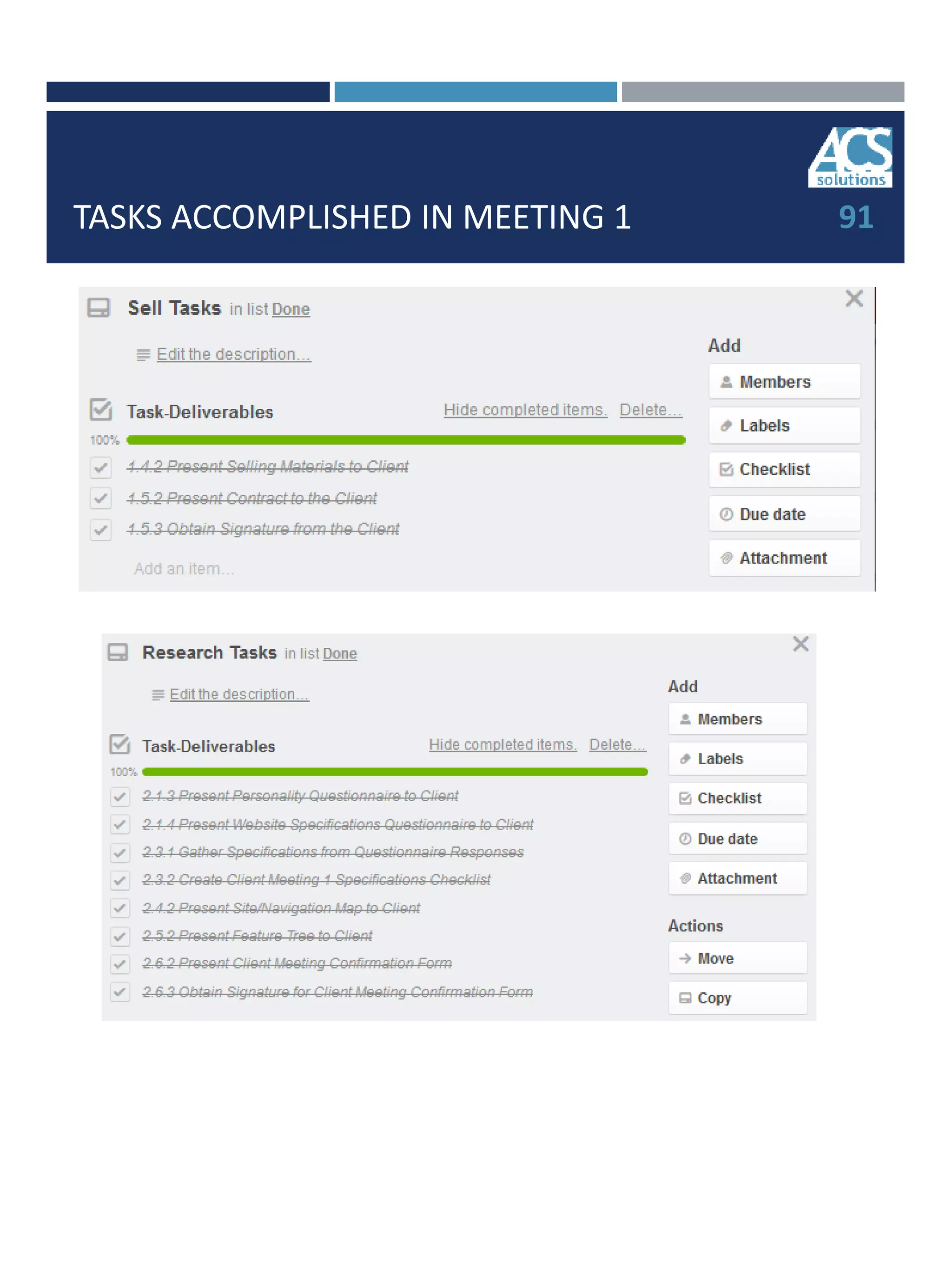 TASKS ACCOMPLISHED IN MEETING 1 91
 