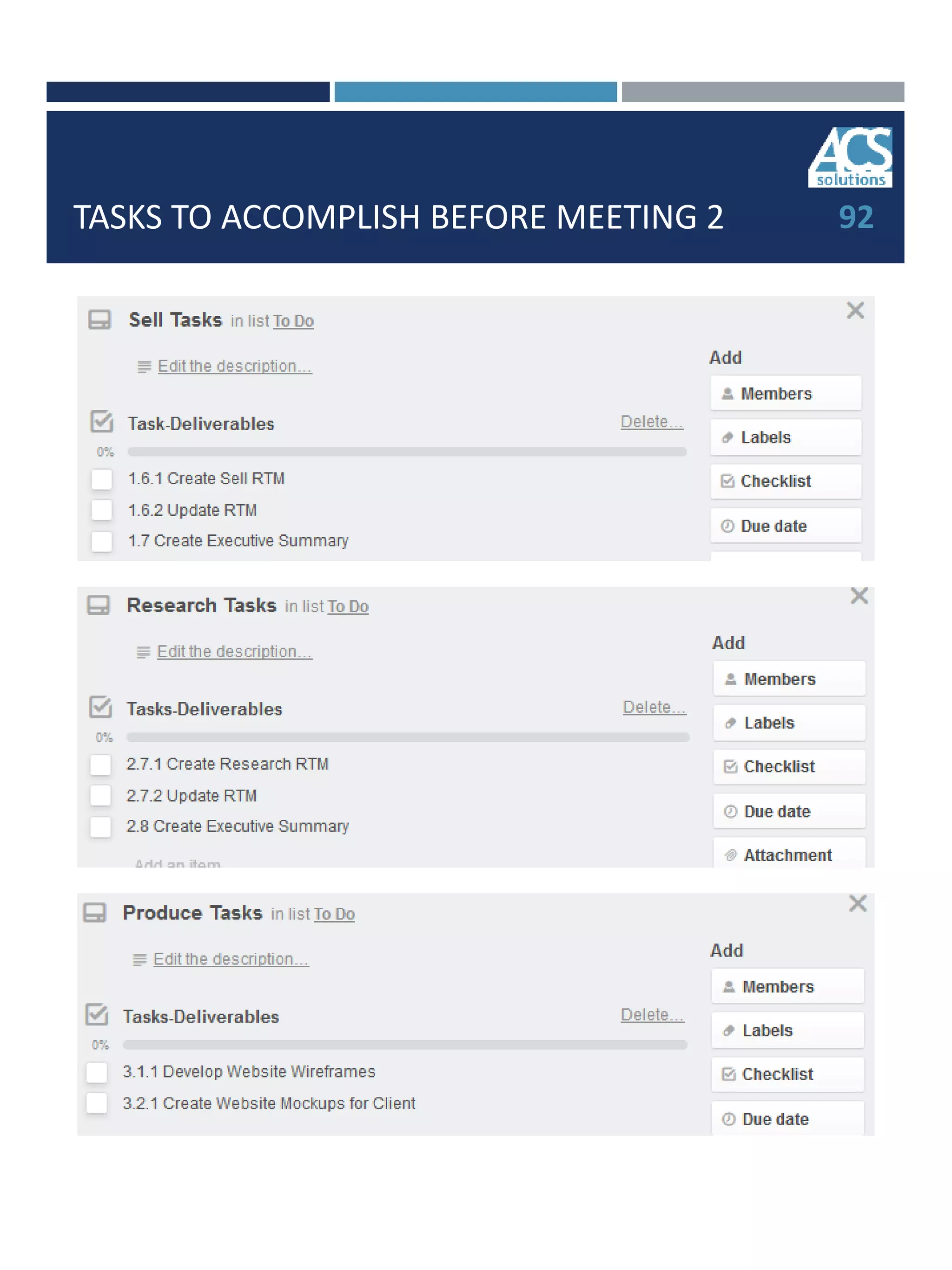 TASKS TO ACCOMPLISH BEFORE MEETING 2 92
 