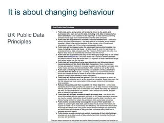 It is about changing behaviour

UK Public Data
Principles
 
