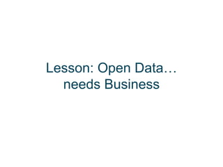 Lesson: Open Data…
  needs Business
 