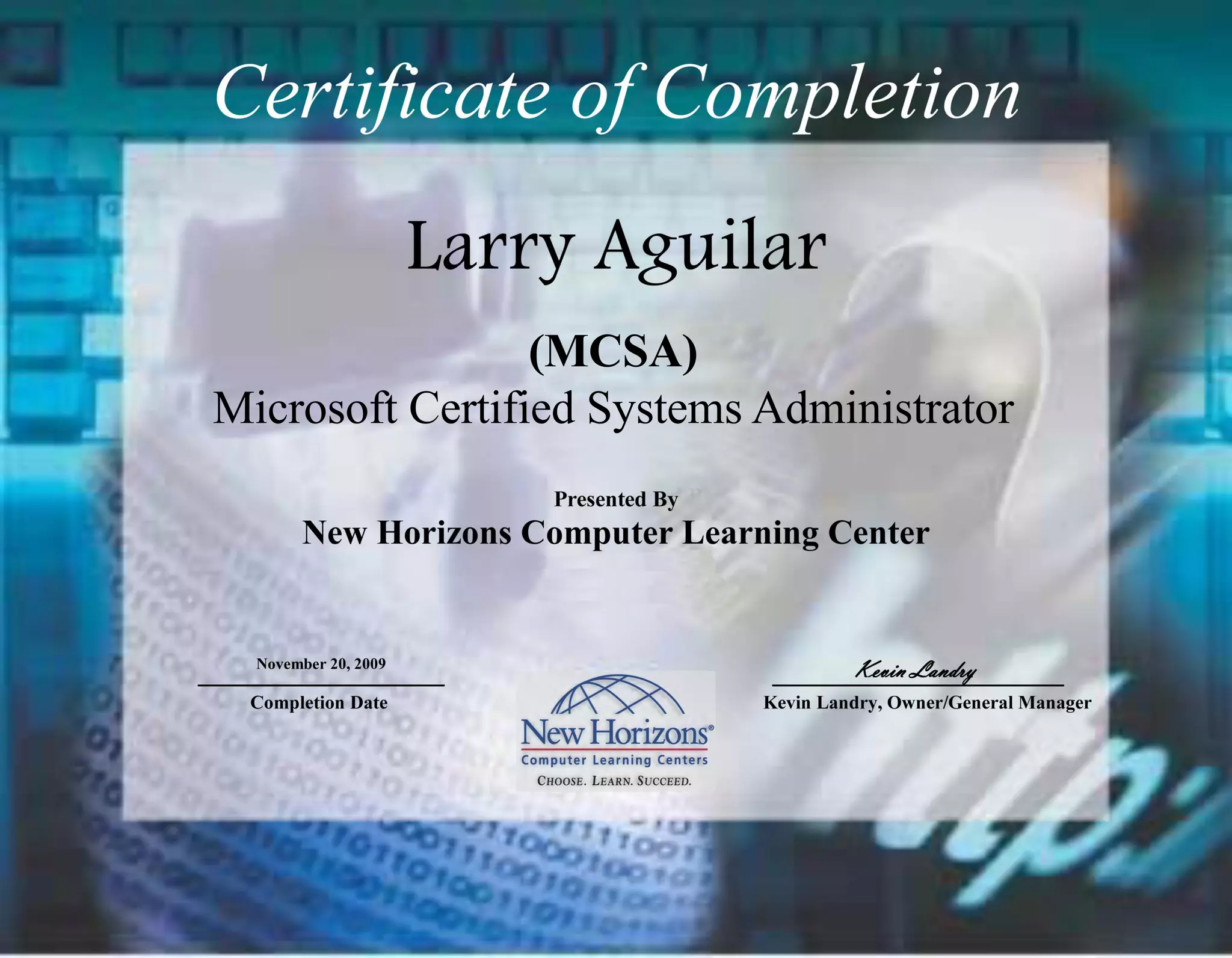 MCSA Certificate Of Completion | PDF
