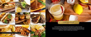 122 W. 26TH ST | 212.741.0645 | INFO@AINSWORTHNYC.COM
FOOD & BEVERAGE
The Ainsworth has a catering menu which features a variety of upscale
American classics. Serving a collection of stimulating cocktails which pair well with
all of our food offerings, The Ainsworth provides the ultimate eating and drinking
experience. There’s no better place to entertain.
 