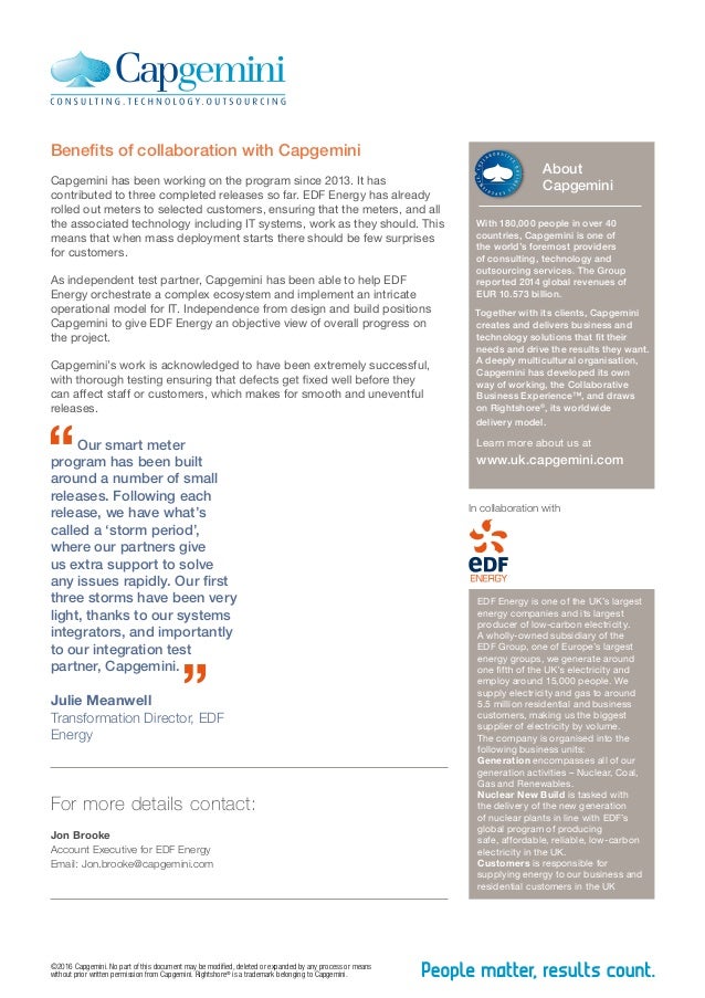 EDF Energy and Capgemini: Independent Testing on a Crucial 