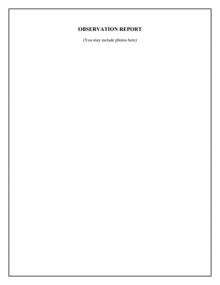 OBSERVATION REPORT
(You may include photos here)
 