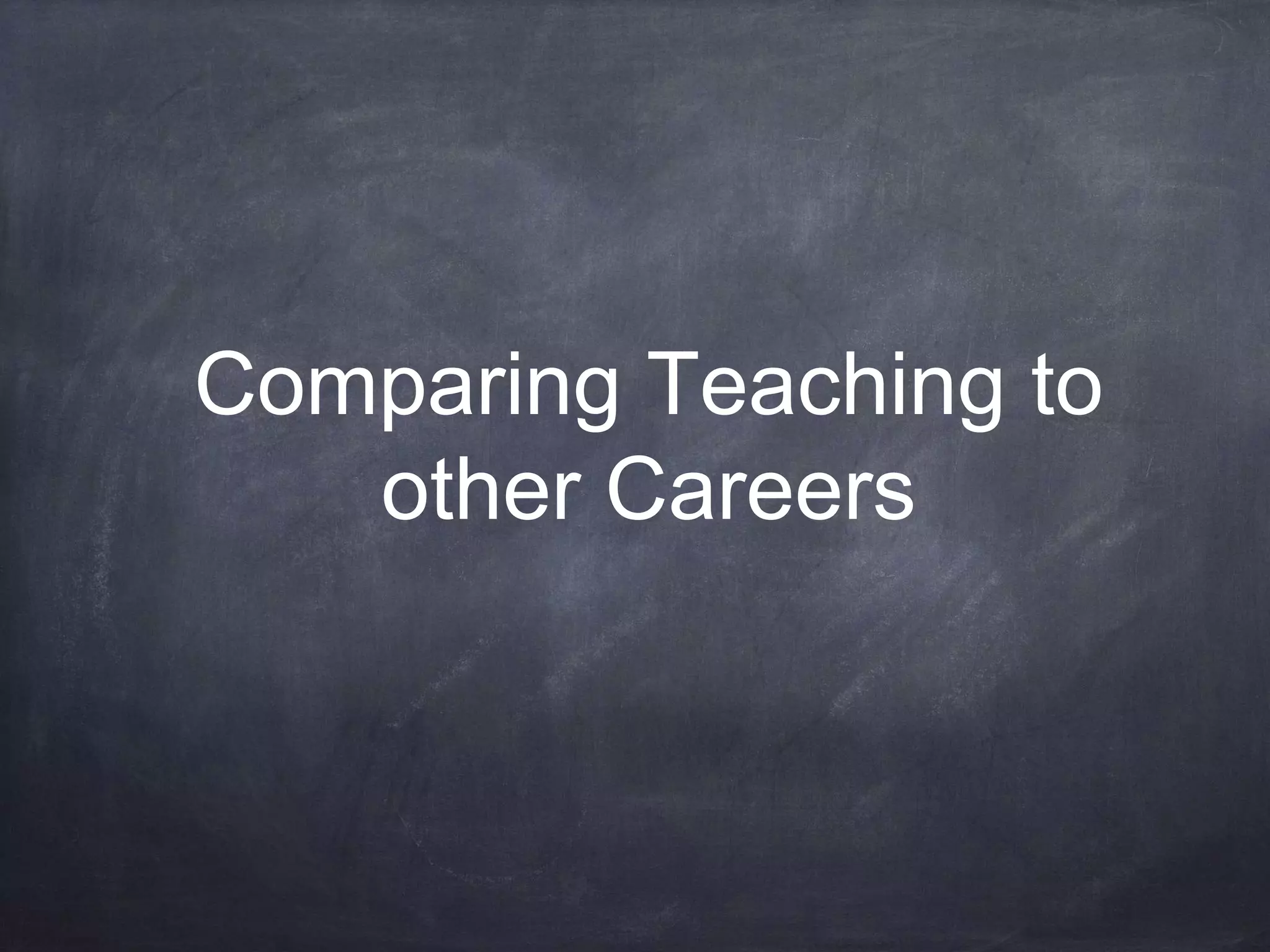 Comparing Teaching to 
other Careers 
 