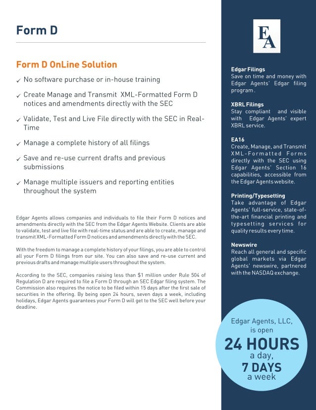 edgar agents corporate brochure form d edgar
