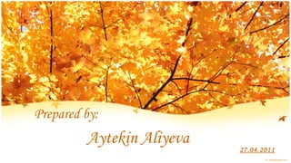 Prepared by:
         Aytekin Aliyeva
                           27.04.2011
 