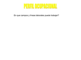 PERFIL OCUPACIONAL En que campos y líneas laborales puede trabajar?