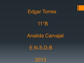 Edgar Torres

    11°B

Analida Carvajal

 E.N.S.D.B

   2013
 