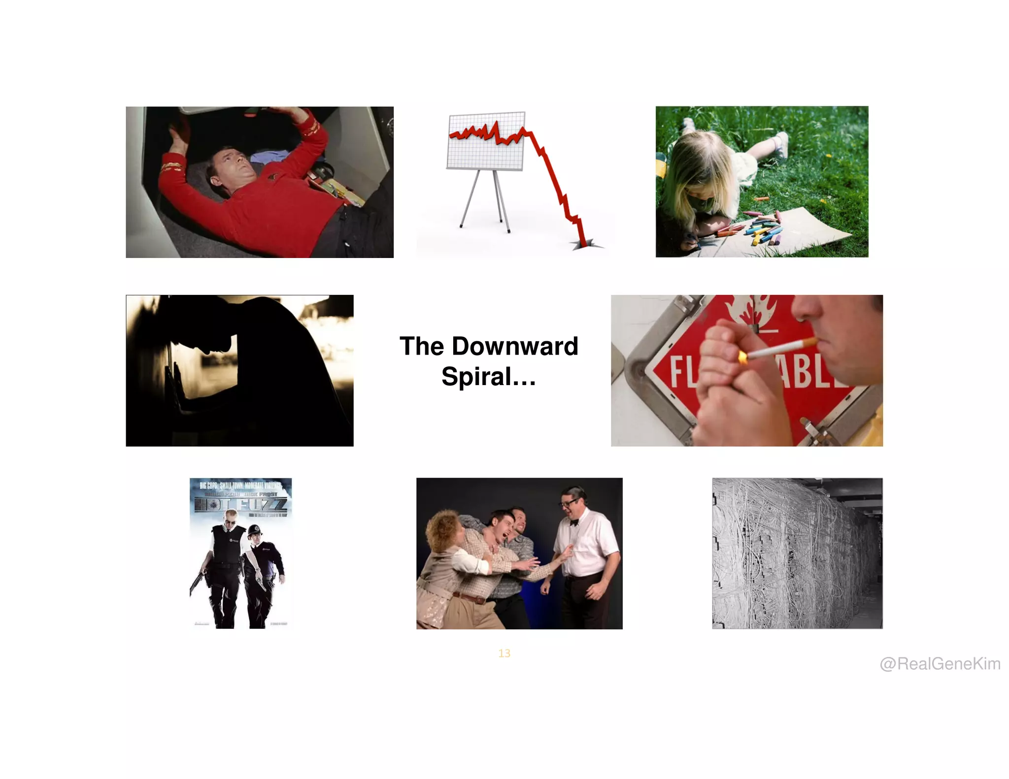 The Downward
Spiral…

13

@RealGeneKim

 