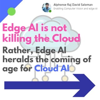 Edge AI is not
killing the Cloud
Rather, Edge AI
heralds the coming of
age for Cloud AI
 