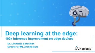 Deep learning at the edge:
100x Inference improvement on edge devices
Dr. Lawrence Spracklen
Director of ML Architecture
 