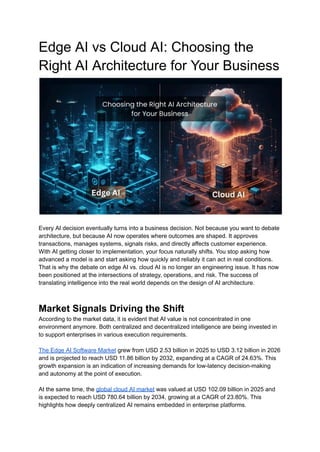 Edge AI vs Cloud AI: Choosing the Right AI Architecture for Your ...