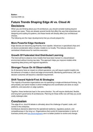 Edge AI vs Cloud AI: Choosing the Right AI Architecture for Your ...