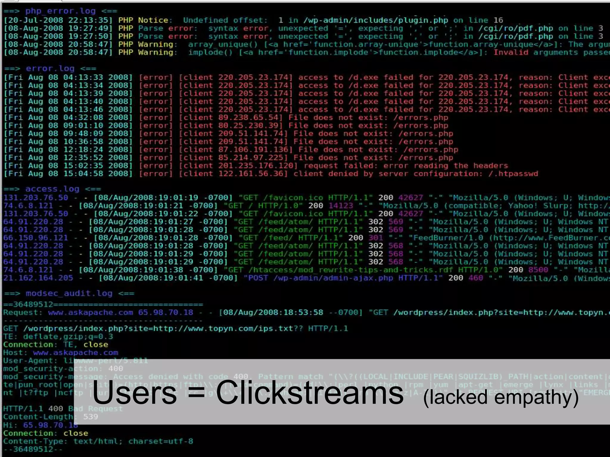 Users = Clickstreams (lacked empathy)
 