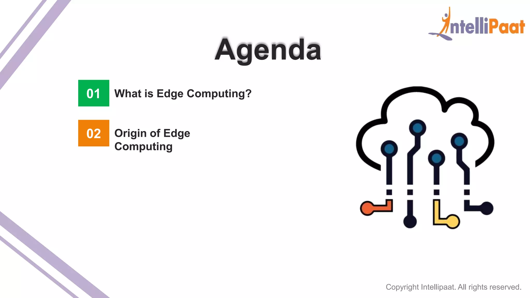 Copyright Intellipaat. All rights reserved. Agenda 02 Origin of Edge Computing 01 What is Edge Computing? 