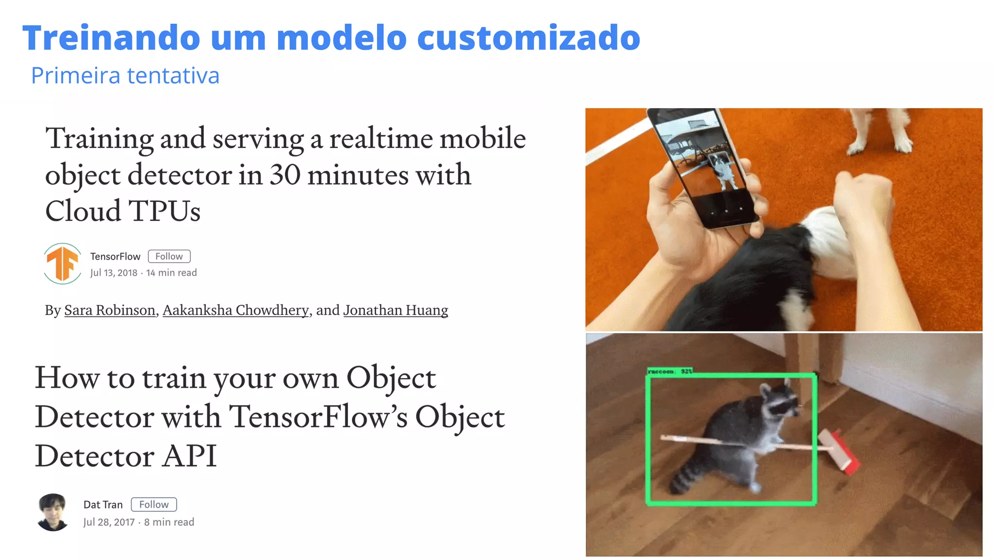 Treinando um modelo customizado
Primeira tentativa
 