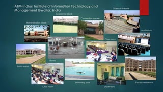 Administration block
Academic block
Convention center
Open air theatre
Auditorium
Class room
Library
Class room
Spots arena
Swimming pool
Dispensary
Faculty residence
 