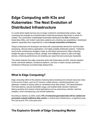 Edge computing with K3s and K8s ...
