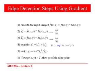 ME5286 – Lecture 6
Edge Detection Steps Using Gradient
(i.e., sqrt is costly!)
 