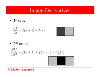 ME5286 – Lecture 6
Image Derivatives
• 1st order
• 2nd order
 