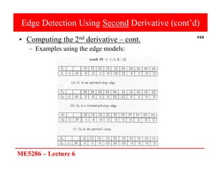 ME5286 – Lecture 6
#44
Edge Detection Using Second Derivative (cont’d)
• Computing the 2nd derivative – cont.
– Examples using the edge models:
 
