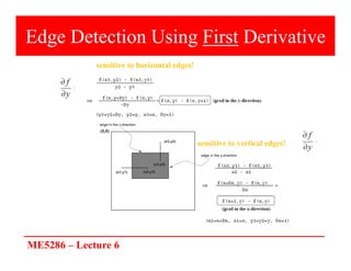 ME5286 – Lecture 6
Edge Detection Using First Derivative
sensitive to vertical edges!
sensitive to horizontal edges!
 