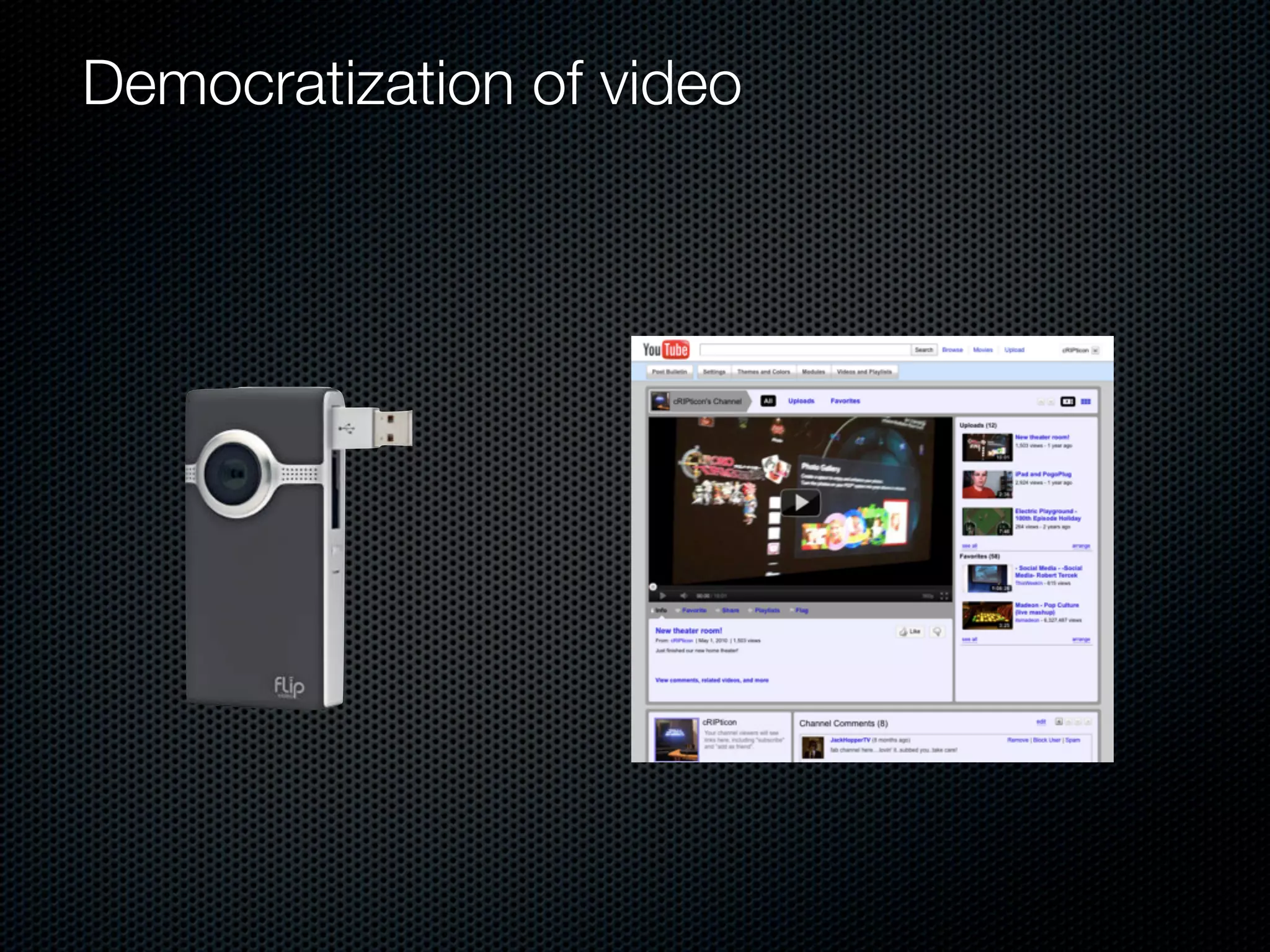 Democratization of video
 