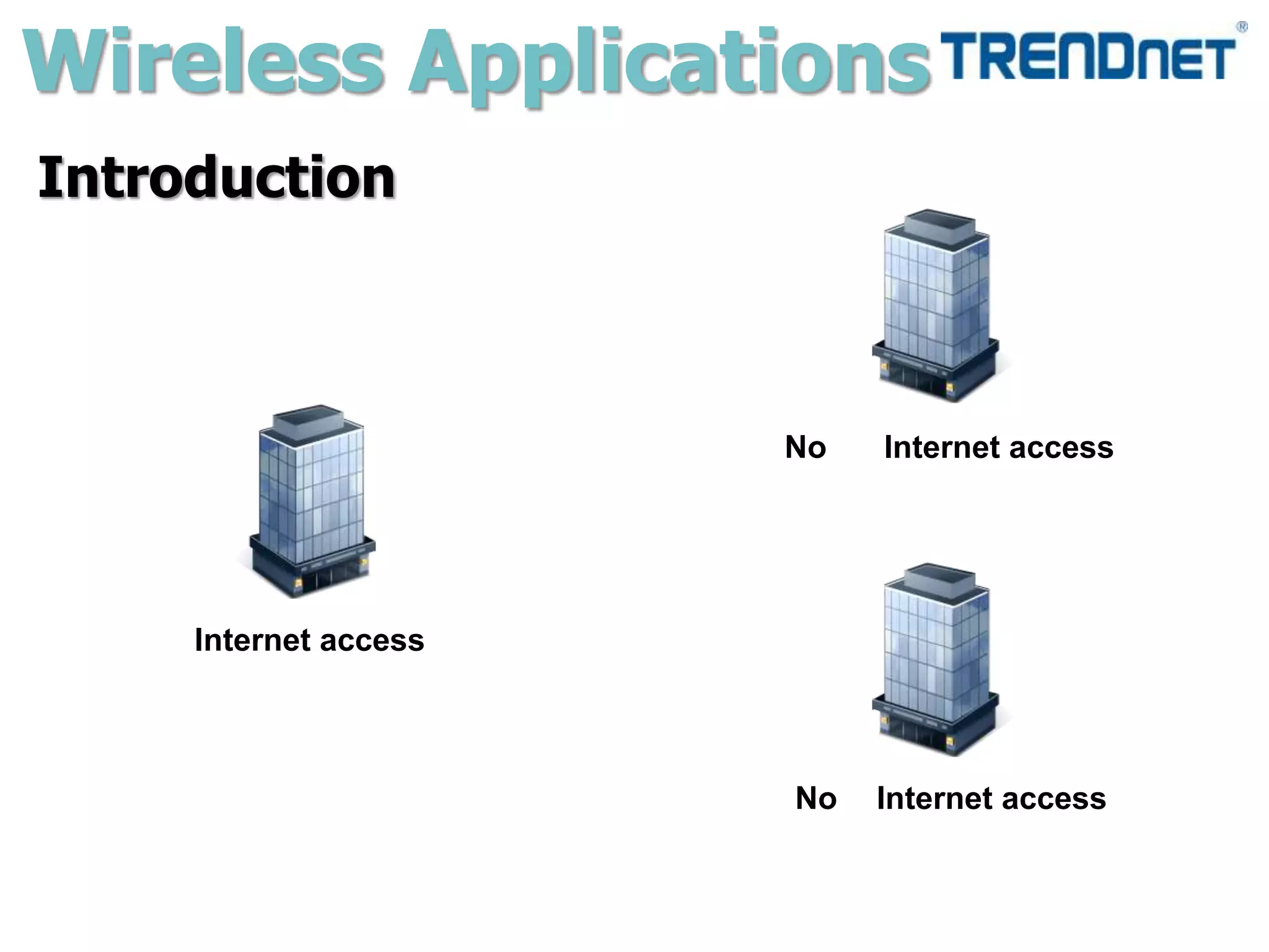 Wireless Applications
Internet access
No Internet access
Introduction
No Internet access
 