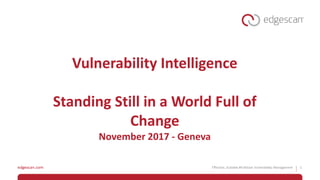 Effective, Scalable #Fullstack Vulnerability Management 1
Vulnerability Intelligence
Standing Still in a World Full of
Change
November 2017 - Geneva
 
