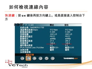 如何檢視連線內容
快速鍵：按 O K 鍵後再按方向鍵上。或是直接進入控制台下
方
   的診斷。
 