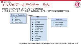 https://wiki.openstack.org/wiki/Edge_Computing_Group/Edge_Reference_Architectures
• S O
 