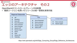 https://wiki.openstack.org/wiki/Edge_Computing_Group/Edge_Reference_Architectures
O
•
 