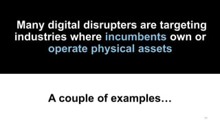 1717
Many digital disrupters are targeting
industries where incumbents own or
operate physical assets
A couple of examples…
 