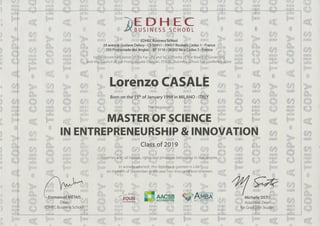 Master of Science in Entrepreneurship and Innovation Management