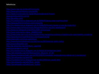 Referências
http://www.npg.org.uk/about/history.php
http://www.giovannibianco.com/profile
http://www.escolasaopaulo.org/professores/giovanni-frasson
www.giselebundchen.com.br
http://gq.globo.com/
http://mundodasmarcas.blogspot.com.br/2006/05/guess-sexy-e-polmica.html
http://www.guilherminashoes.com/campanha
http://mundodasmarcas.blogspot.com.br/2006/09/harpers-bazaar-o-luxo-da-moda.html
http://www.vogue.it/news/encyclo/fotografia/h/hiro-yasuhiro-wakabayashi
http://www.laurabiagiotti.it/portfolio/50th-anniversary/
http://coast.pink/uomo-vogue_2960959.html
http://mdemulher.abril.com.br/moda/elle/linda-evangelista-conheca-a-trajetoria-da-supermodelo-canadense
http://www.fashionmodeldirectory.com/magazines/id/
www.imgmodels.com/new-york/about
http://www.fashionlabelbrasil.com/pt/marcas/30/Valdemar-Iodice-Iodice
www.jacquesdequeker.com
http://pt.wikipedia.org/wiki/Karls_Lagerfeld
www.lequipeagence.com.br
http://mundodasmarcas.blogspot.com.br/2010/12/michael-kors.html
https://pt.wikipedia.org/wiki/Metropolitan_Museum_of_Art
http://www.closetencantado.com.br/2012/04/11/novidade-revista-glamour-edicao-no-1-nas-bancas/
https://pt.wikipedia.org/wiki/GQ
http://mundodasmarcas.blogspot.com.br/2011/03/marc-jacobs.html
https://pt.wikipedia.org/wiki/Marc_Jacobs
https://pt.wikipedia.org/wiki/Louis_Vuitton
 