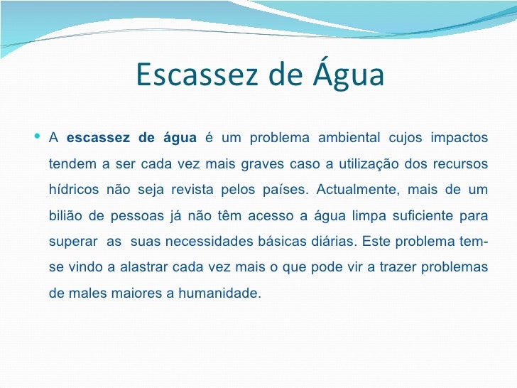 Redação Sobre Impactos Da Escassez De água No Século Xxi