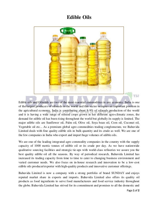 Edible Oils Agro Commodities Bahuvida Limited Edible Oils Suppliers E…