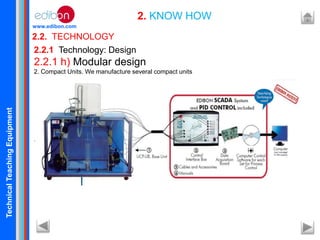 TechnicalTeachingEquipment
www.edibon.com
2.2. TECHNOLOGY
2. KNOW HOW
2.2.1 Technology: Design
2.2.1 h) Modular design
2. Compact Units. We manufacture several compact units
.
 