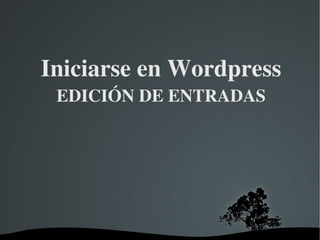 Iniciarse en Wordpress EDICIÓN DE ENTRADAS 