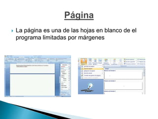  La página es una de las hojas en blanco de el
programa limitadas por márgenes
 