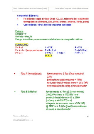 Escola Estadual de Educação Profissional [EEEP] Ensino Médio Integrado à Educação Profissional
Técnico em Edificações
PROJETOS ELÉTRICOS I e II
53
 