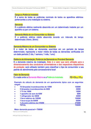 Escola Estadual de Educação Profissional [EEEP] Ensino Médio Integrado à Educação Profissional
Técnico em Edificações
PROJETOS ELÉTRICOS I e II
56
 