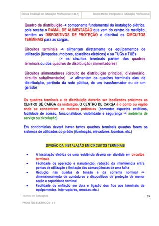 Escola Estadual de Educação Profissional [EEEP] Ensino Médio Integrado à Educação Profissional
Técnico em Edificações
PROJETOS ELÉTRICOS I e II
59
 