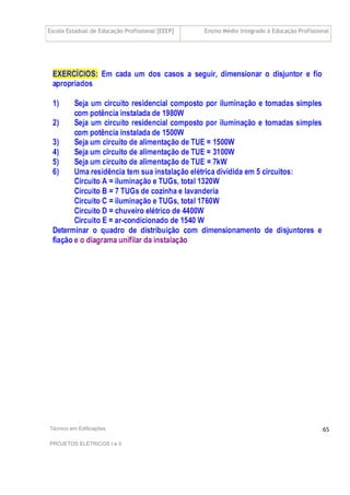 Escola Estadual de Educação Profissional [EEEP] Ensino Médio Integrado à Educação Profissional
Técnico em Edificações
PROJETOS ELÉTRICOS I e II
65
 
