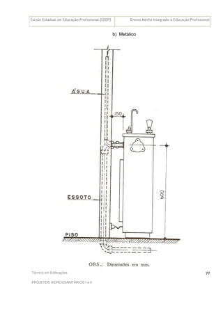 Escola Estadual de Educação Profissional [EEEP] Ensino Médio Integrado à Educação Profissional
Técnico em Edificações
PROJETOS HIDROSSANITÁRIOS I e II
77
b) Metálico
 
