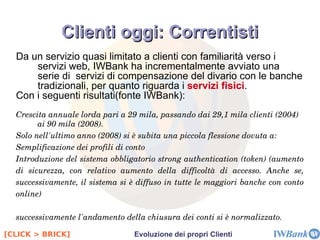 Pubblicità innovativa Con la presenza del gruppo IWBank all'interno del social network  Facebook , condividendo opinioni con clienti e non, prendere visione di critiche verso il Gruppo e di suggerimenti per migliorare il ventaglio di servizi e offerte che la banca già offre   [CLICK] Banca innovativa, pubblicità innovativa 