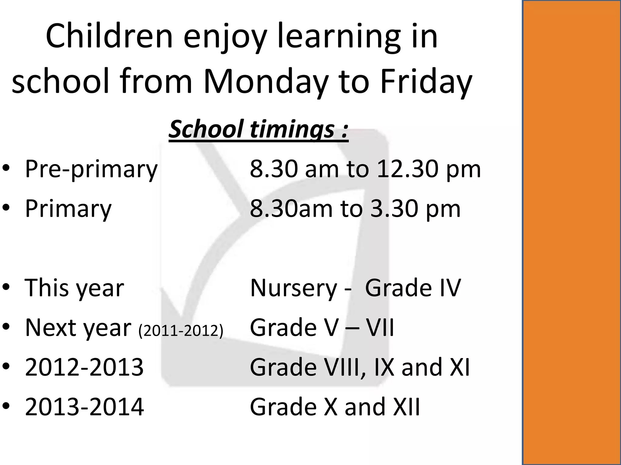 SAVING OF TIMEThink BeyondA: PRIVATE TUITIONNOT REQUIRED. ALL HOME WORKS  GET COMPLETED IN THE SCHOOL WITHIN THE STIPULATED TIME TABLE CREATED WITH PROPER SUPERVISIONSAVING OF  2 HOURS X 3 DAYS = 6 HRS. PER WEEKB: SPORTS COACHINGSTUDENTS NEED N’T GO FOR EXTRA COACHING AFTER SCHOOL. OPTION OF VARIOUS SPORTS AND COACHING INCLUDEDSAVING OF  2 HOURS X 4 DAYS = 8HRS PER WEEK