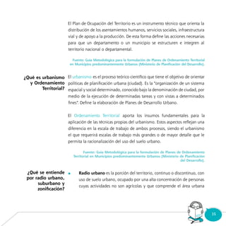 35Consultorio
Municipal
	
¿Qué es urbanismo
y Ordenamiento
Territorial?
¿Qué se entiende
por radio urbano,
suburbano y
zonificación?
 
